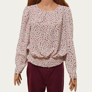 SPRING TRANSITIONAL DITSY PRINT FLORAL Blouse, Size LARGE